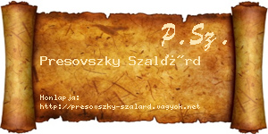 Presovszky Szalárd névjegykártya